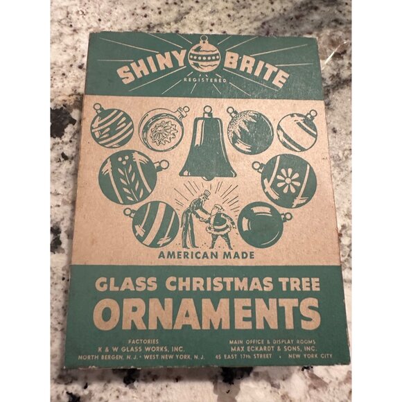 VTG 11 Shiny Brite Glass Christmas Tree Ornaments variety indent w Box HTF USA